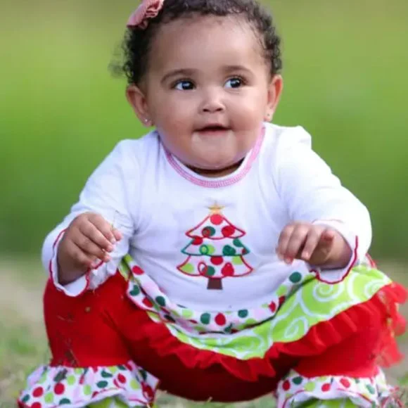 Swirl Christmas Tree Rumba Tunic & Ruffle Pants Set - Picture 2 of 10